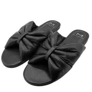 Marc Fisher Sandals Women's Size 9 Leather Olita Black Twisted Slide Resort Boho